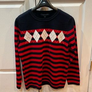 NWT women’s Tommy Hilfiger sweater, dark navy with red stripes size L
